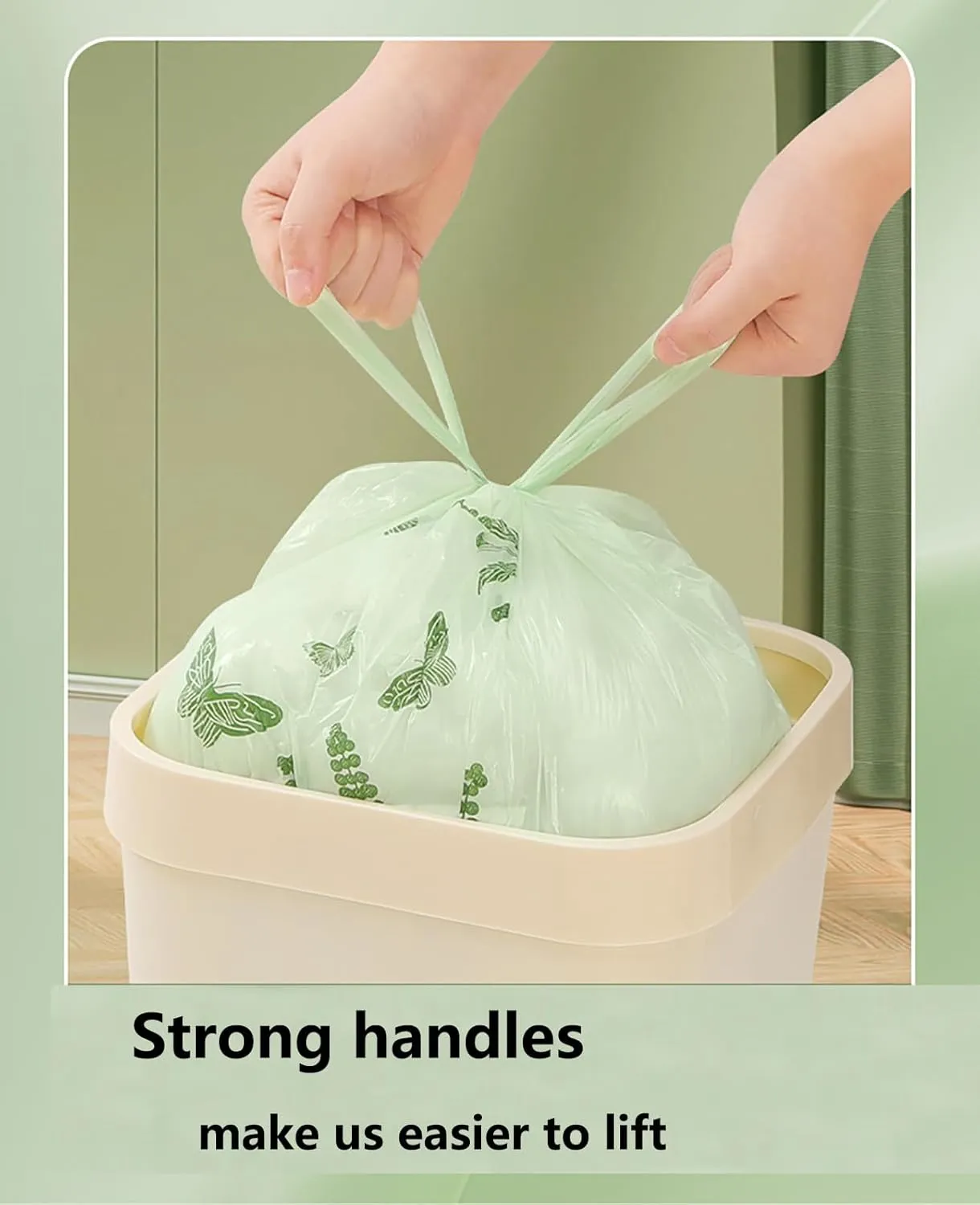 220pcs Small Trash Bags for Bathroom, Office, Kitchen,Bedroom Waste Bin 4 Gallon 1.1 Mil Thick Garbage Bags Separated Strong Rubbish Bags (Green, 220 Counts)