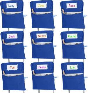 24 Pcs Chair Pockets for Classrooms 17 x 20 Inches Student Chair Bag Chairback with Name Tag for Keeping Student Book School Table Organized