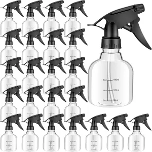 24 Pcs Empty Plastic Spray Bottles - 8oz, Mini Refillable Bottles for Cleaning, Hair, Plant & Kitchen Use