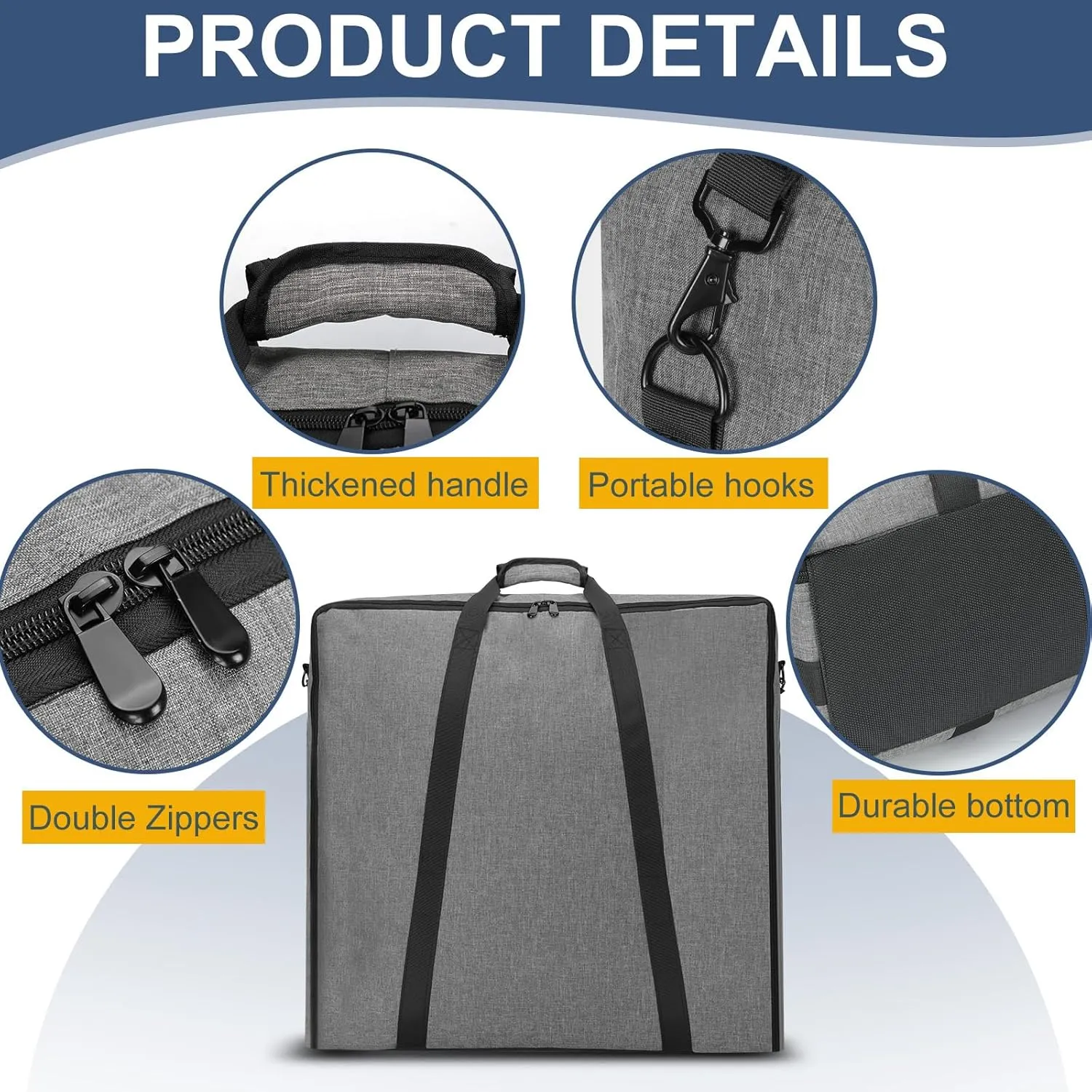 24" Dog Playpen Storage Bag, Suitable for Foldable Exercise Pet Playpens, Dog Fence Travel Bag With Handles For Camping and RV Trip, Waterproof Oxford Fabric Grey