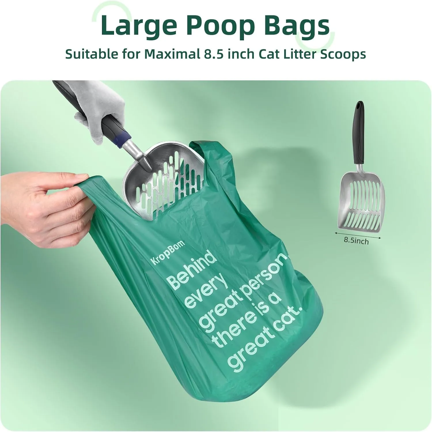 260 Count Cat Poop Bags with Handles, Disposable Litter Bags for Pet Poop, Extra-Thick Kitty Waste Bags Easy Tie Leak-Proof Strengthen Unscented (Made of 70% Recycled Plastic)