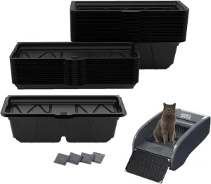 28PCS Disposable Waste Receptacles Compatible with Nature's Miracle Litter Box 2nd,for LitterMaid 3rd,Disposable Cat Litter Box with Charcoal Bags (Machine NOT Included)