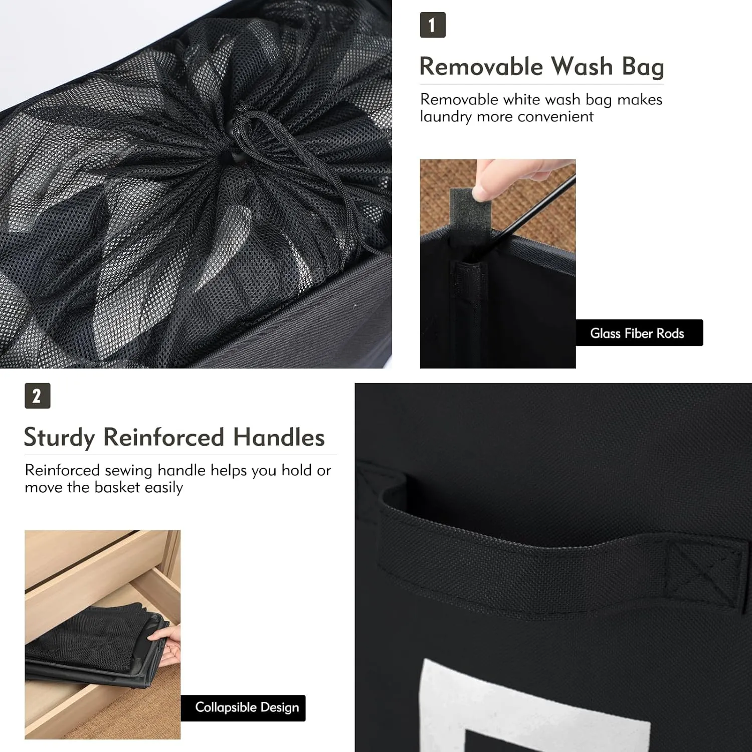 29" Slim Rolling Laundry basket with Removable Bag on Wheels, 70L Collapsible Narrow Corner Laundry Hamper, Foldable Storage Bins, Black