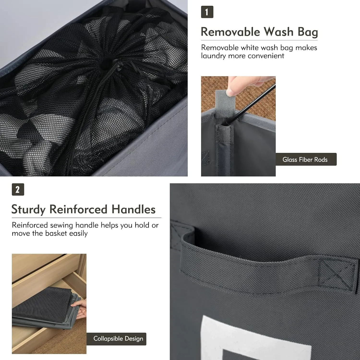 29" Slim Rolling Laundry basket with Removable Bag on Wheels, 70L Collapsible Narrow Corner Laundry Hamper, Foldable Storage Bins, Grey