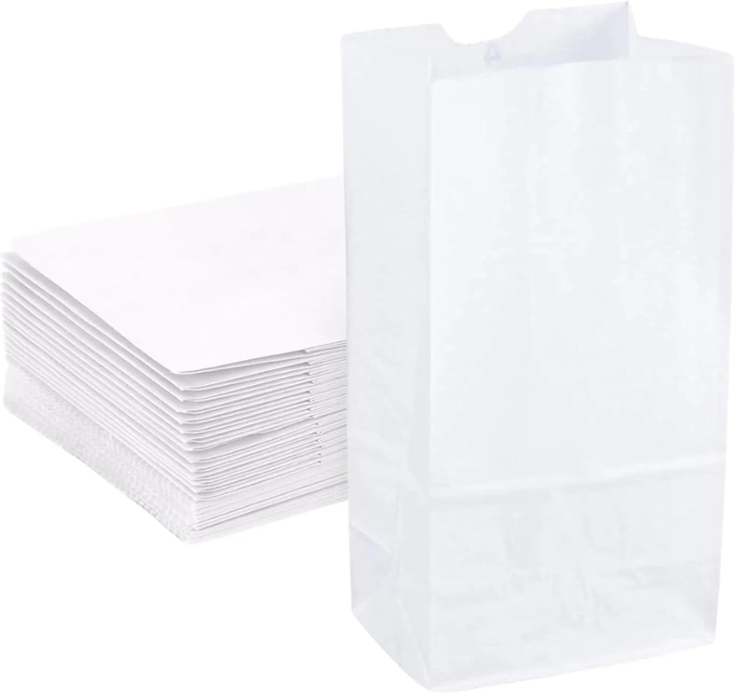2lb White Paper Bags-Pack of 500ct
