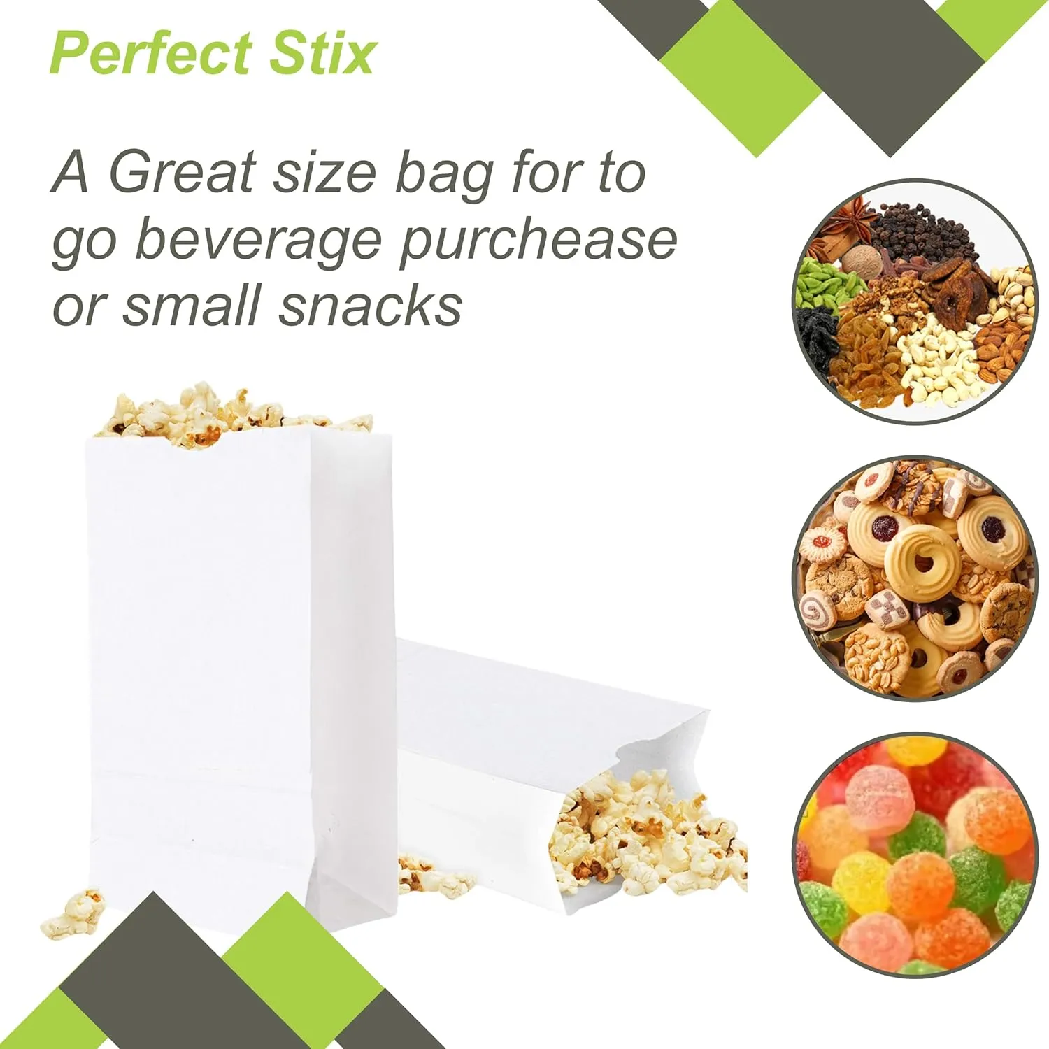2lb White Paper Bags-Pack of 500ct