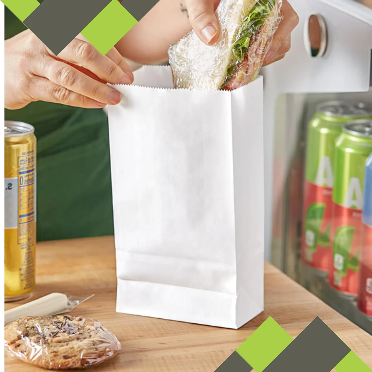 2lb White Paper Bags-Pack of 500ct