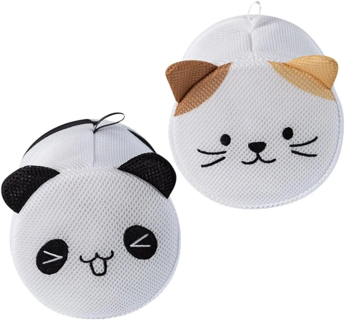 2Pcs Cartoon Cat Laundry Bags Reusable Mesh Washing Bags for Underwear Socks Design for Travel Home Use Efficient Water Flow for Optimal Cleaning