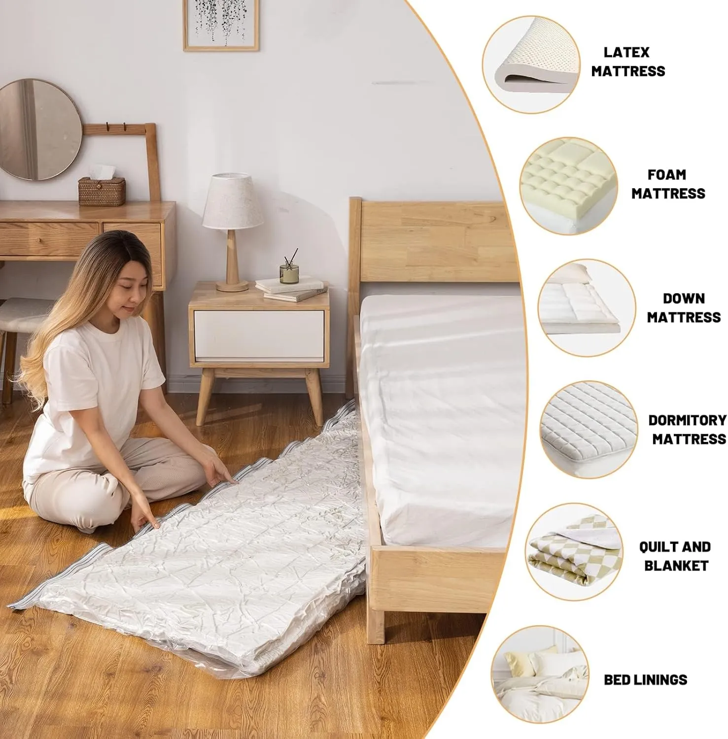 2pcs Mattress Vacuum Bag,240x120cm Space Saver Vacuum Storage Bags,Oversized Vacuum Bags,Twin Mattress Vacuum Bag King, Mattress Bag Vacuum Sealer Bag for Memory Foam Mattress Moving Shipping Storage