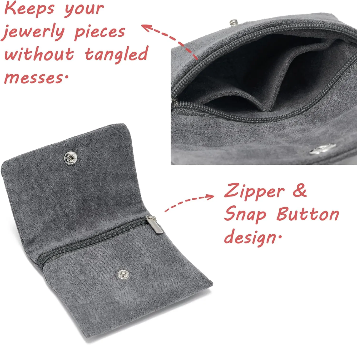 2pcs Small Zipper Velvet Jewelry Pouches Jewerly Bags Jewelry Organizer Cases Jewerly Rolls Small Bags for Jewelry Gift Bags Little Bags for Jewelry Travel Jewelry Pouch, 4"x4", Grey Green