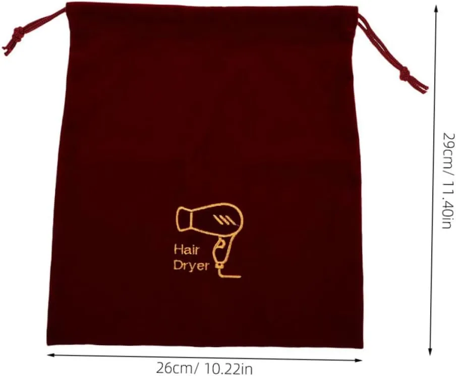 2pcs Velvet Drawstring Hair Dryer Bag Makeup Jewelry Storage Bag with Organizer for Travel Hair Styling Tools Carrier for Home