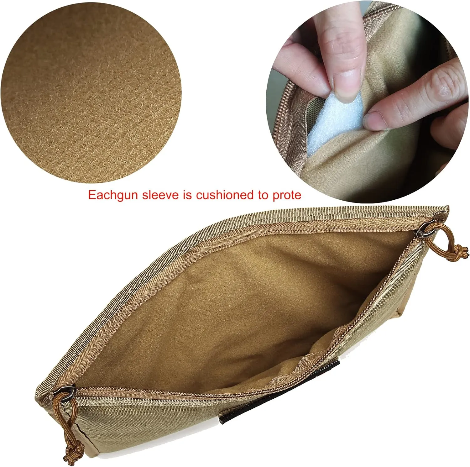 3-Pack Handgun Case,Soft Pistol Rug Case Tactical Handgun Storage Pouch with for Hunting Shooting Range Sports 4 of ID Patches Included