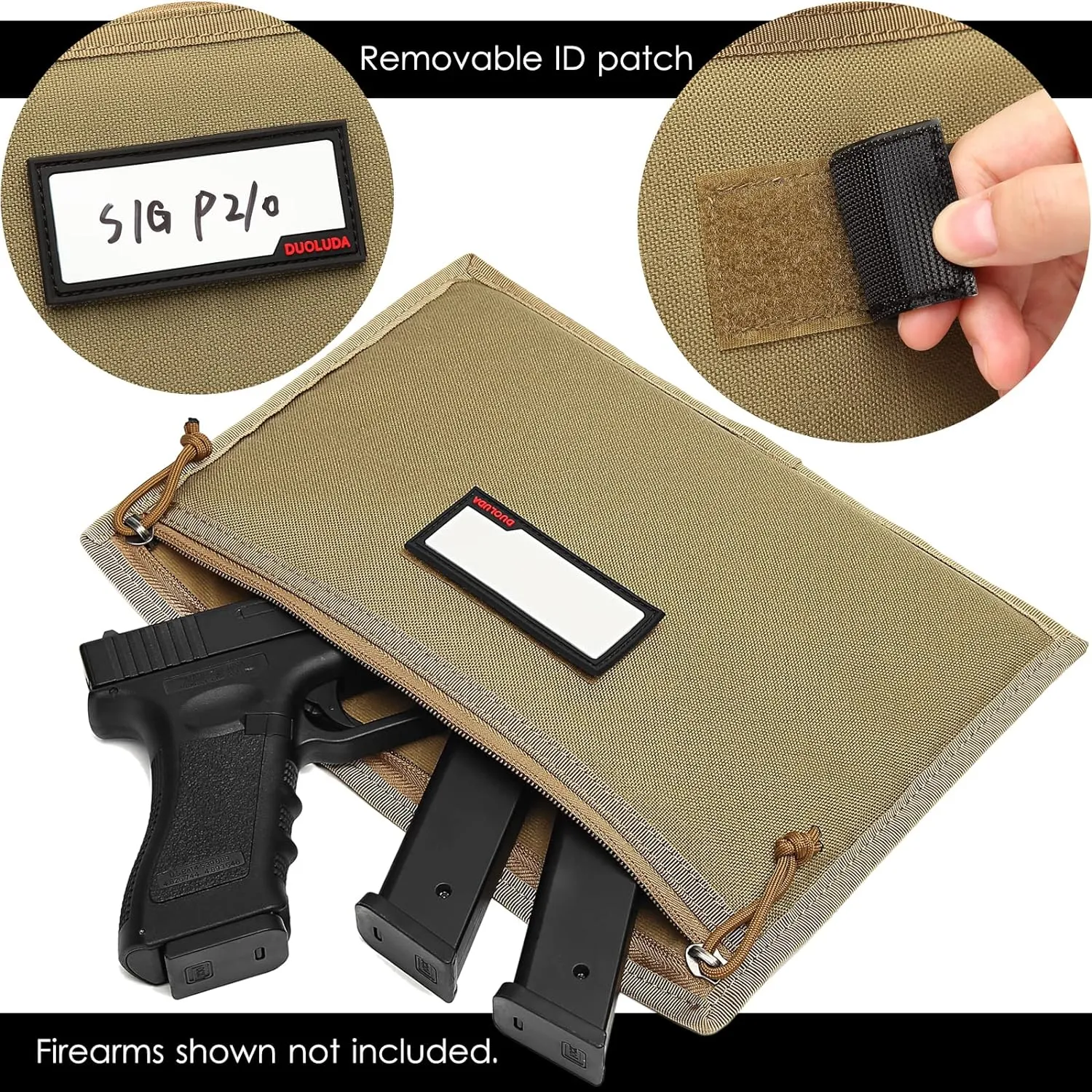 3-Pack Handgun Case,Soft Pistol Rug Case Tactical Handgun Storage Pouch with for Hunting Shooting Range Sports 4 of ID Patches Included