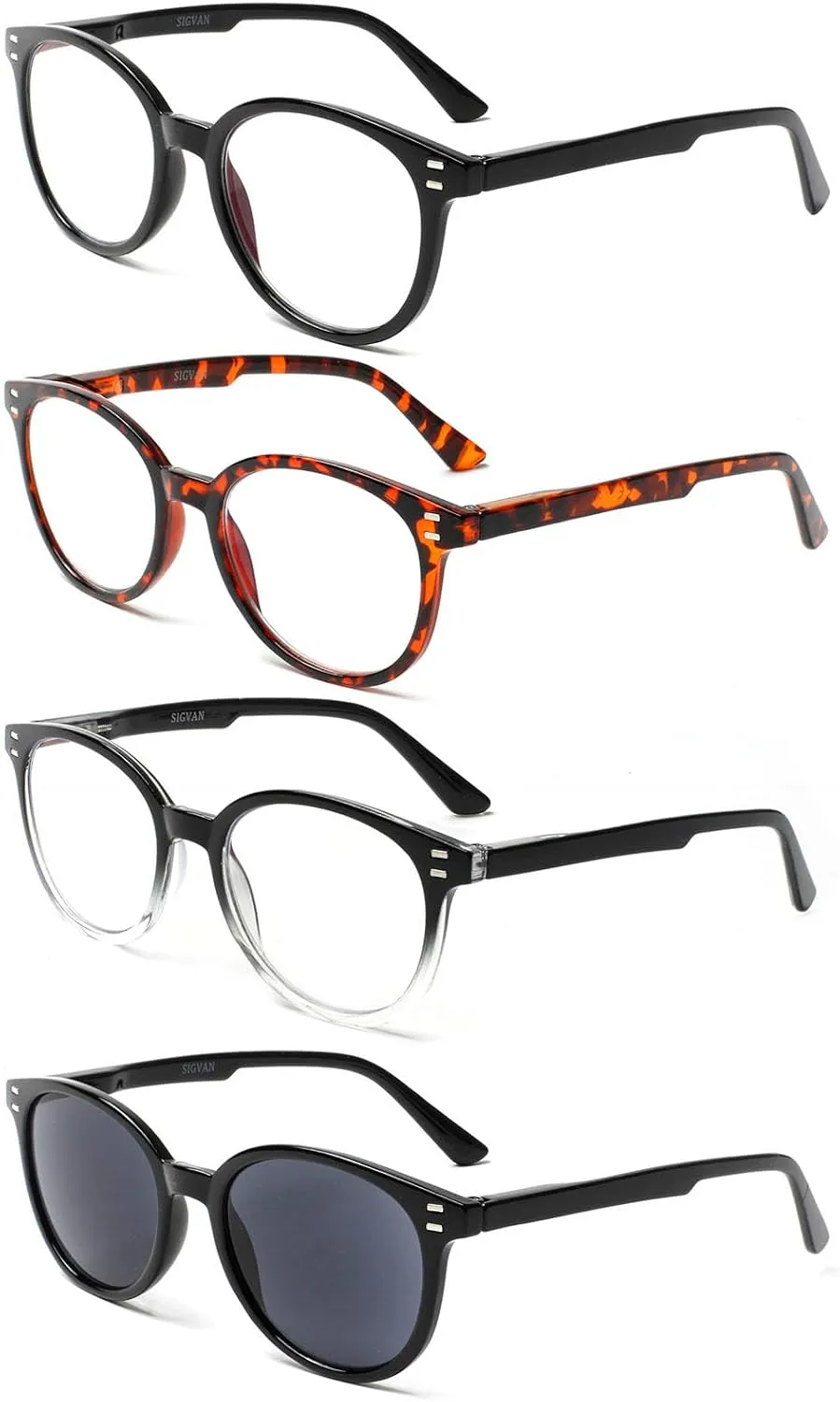 3 Pack Reading Glasses Spring Hinge Stylish Readers Black/Tortoise for Men and Women (4 Pack Mix, 0.00, x)