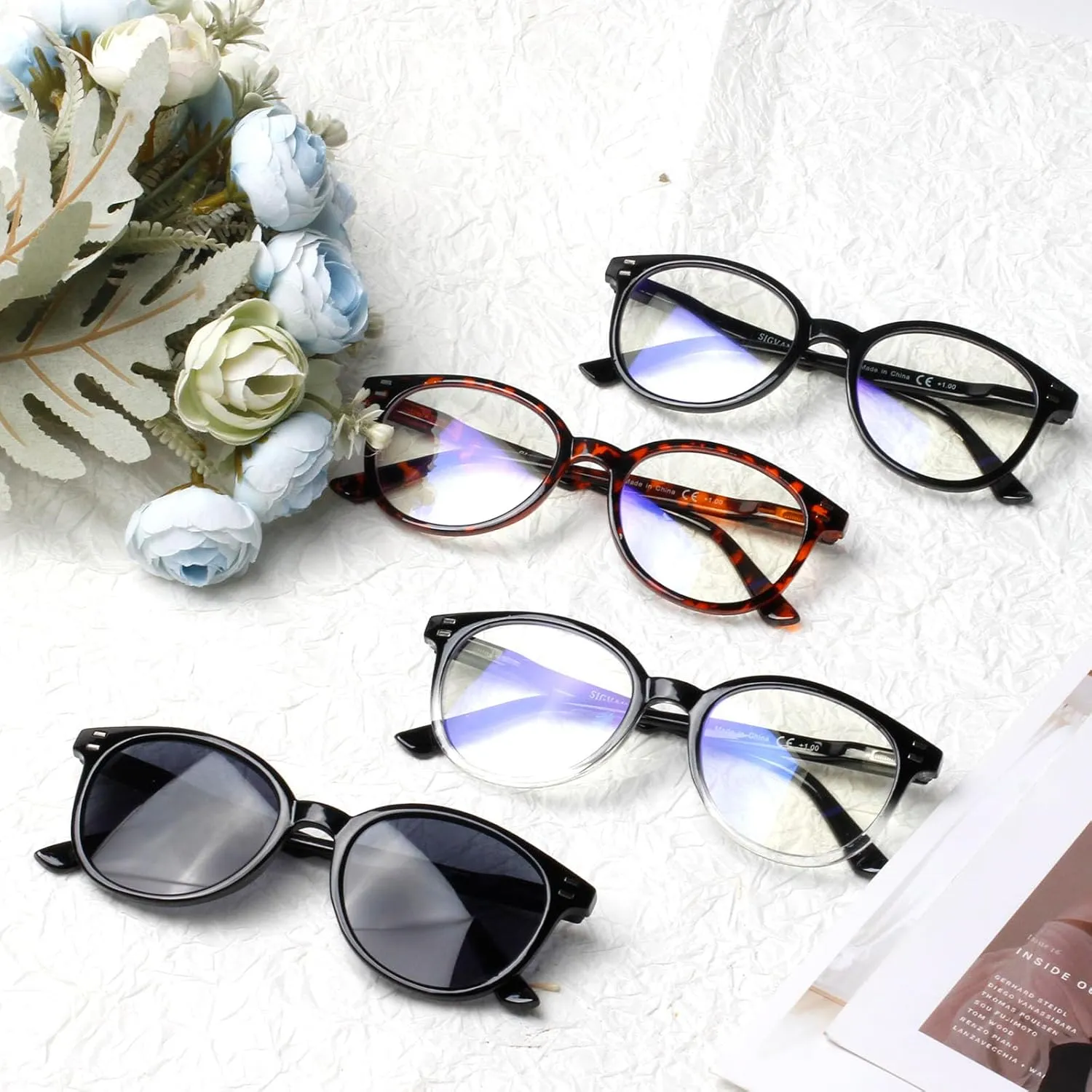 3 Pack Reading Glasses Spring Hinge Stylish Readers Black/Tortoise for Men and Women (4 Pack Mix, 0.00, x)
