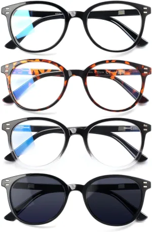 3 Pack Reading Glasses Spring Hinge Stylish Readers Black/Tortoise for Men and Women (4 Pack Mix, 0.00, x)