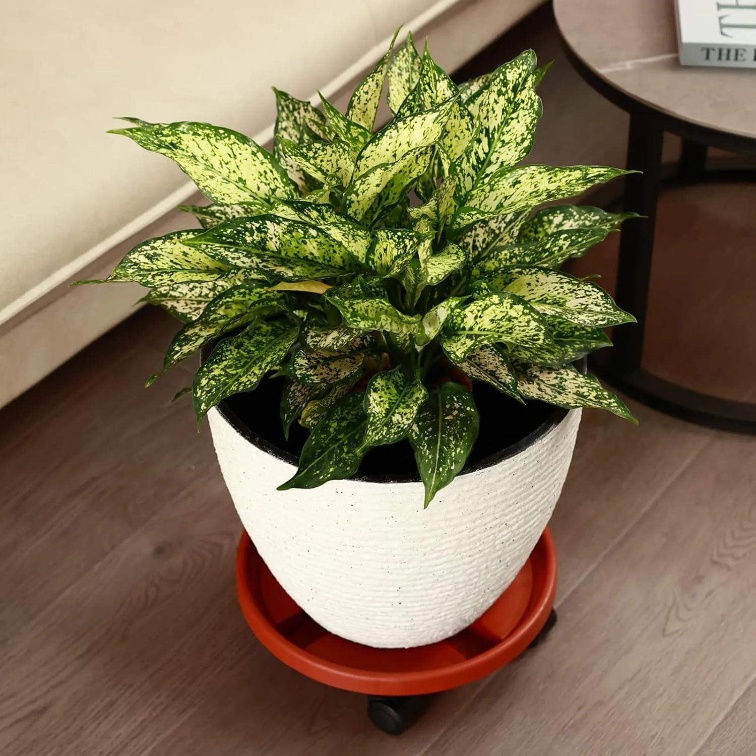 3 Pakcs Large Plant Caddy with Wheels 15.8" Rolling Plant Stands Heavy-duty Plastic Plant Roller Base Pot Movers Plant Saucer on Wheels Indoor Outdoor Plant Dolly with Casters Planter Tray Red
