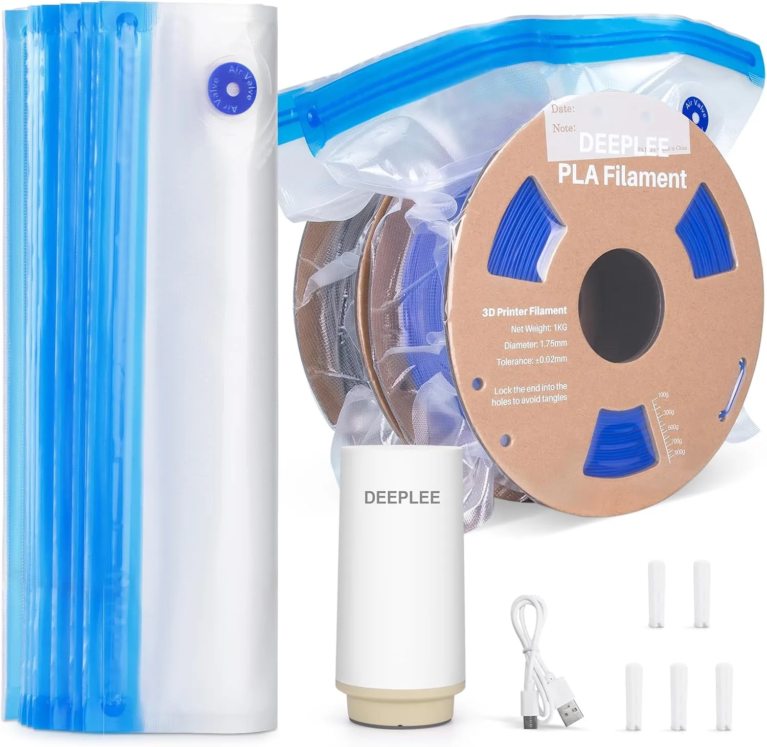 30PCS Filament Storage Bags & Box, Automatic Vacuum Pump Kit, Dry Filament Storage Solution (13.4x11.8 inch)