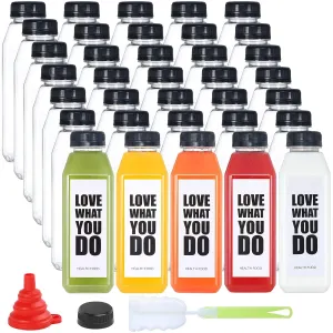 35pcs 16oz Plastic Bottles with Caps, Juice Container with Lids, Empty Plastic Juice Bottles Reusable Clear Bulk Beverage Containers with Tamper Evident Cap for Milk, Smoothie, Drinks