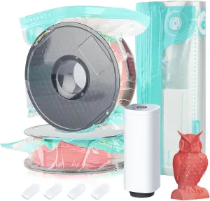 3D Printer Filament Vacuum Storage Bags Kit, Thicken Bags with 1*Automatic Pump/4*Clips, 11.8x13.4in for 1kg Spool Filament