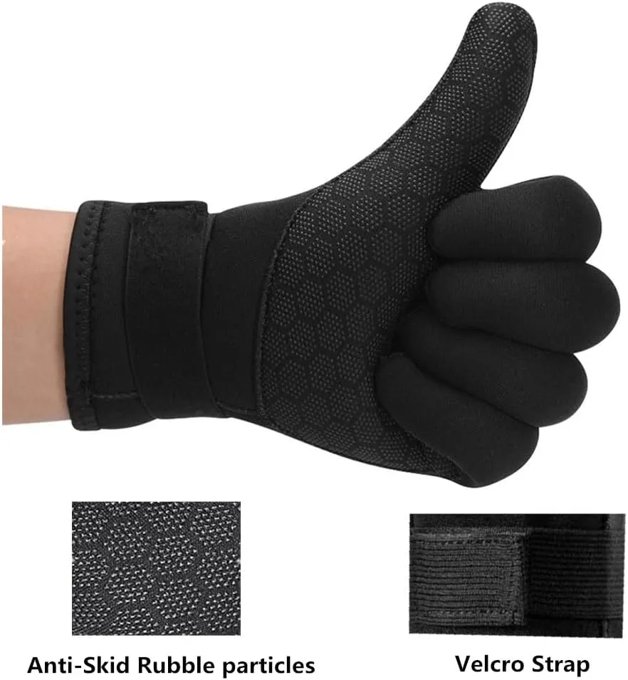 3mm Neoprene Gloves and Socks, 3mm Thermal Diving Gloves and Socks with Adjustable Waist Strap, Flexible Wetsuit Glove and Sock for Surfing, Kayaking Rafting