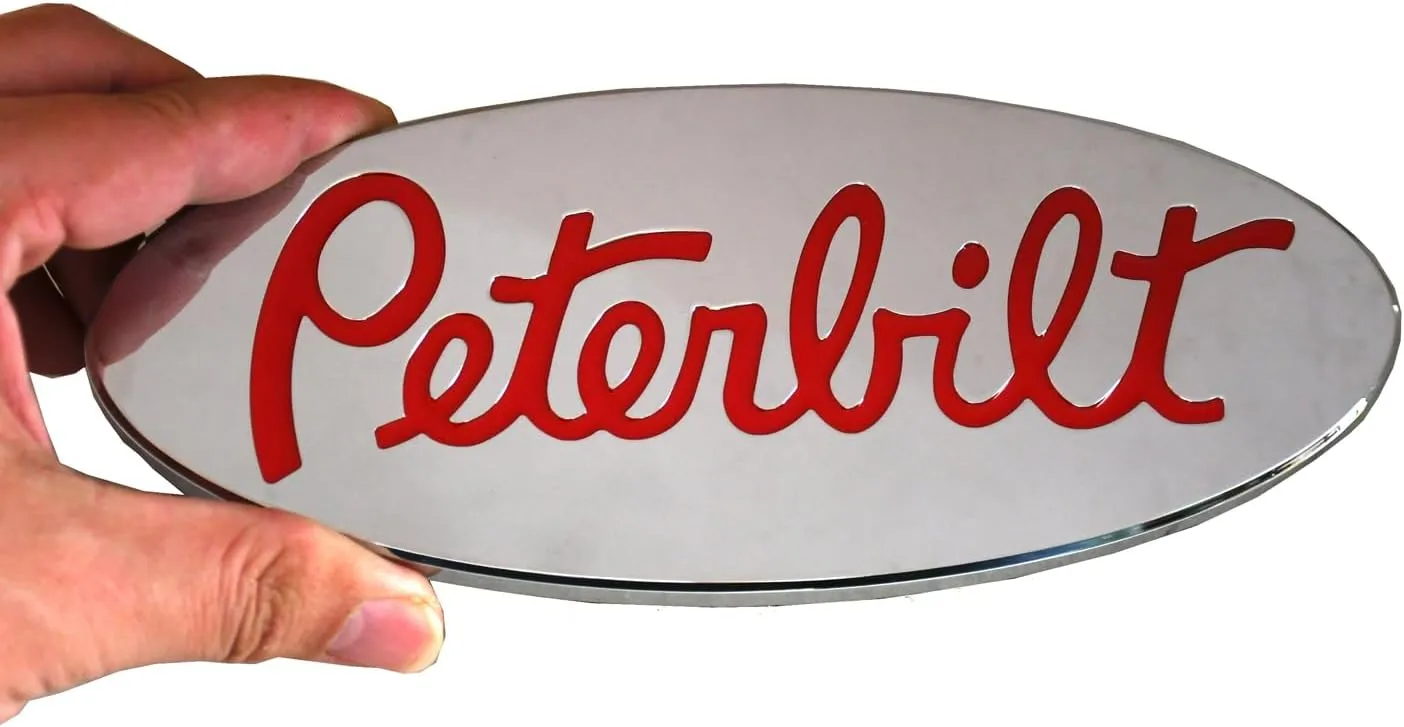 3pcs Name Emblem Plate Custom CNC 6061 Logo Grille Fender 3D Badge Replacement for Peterbilt (Chrome)