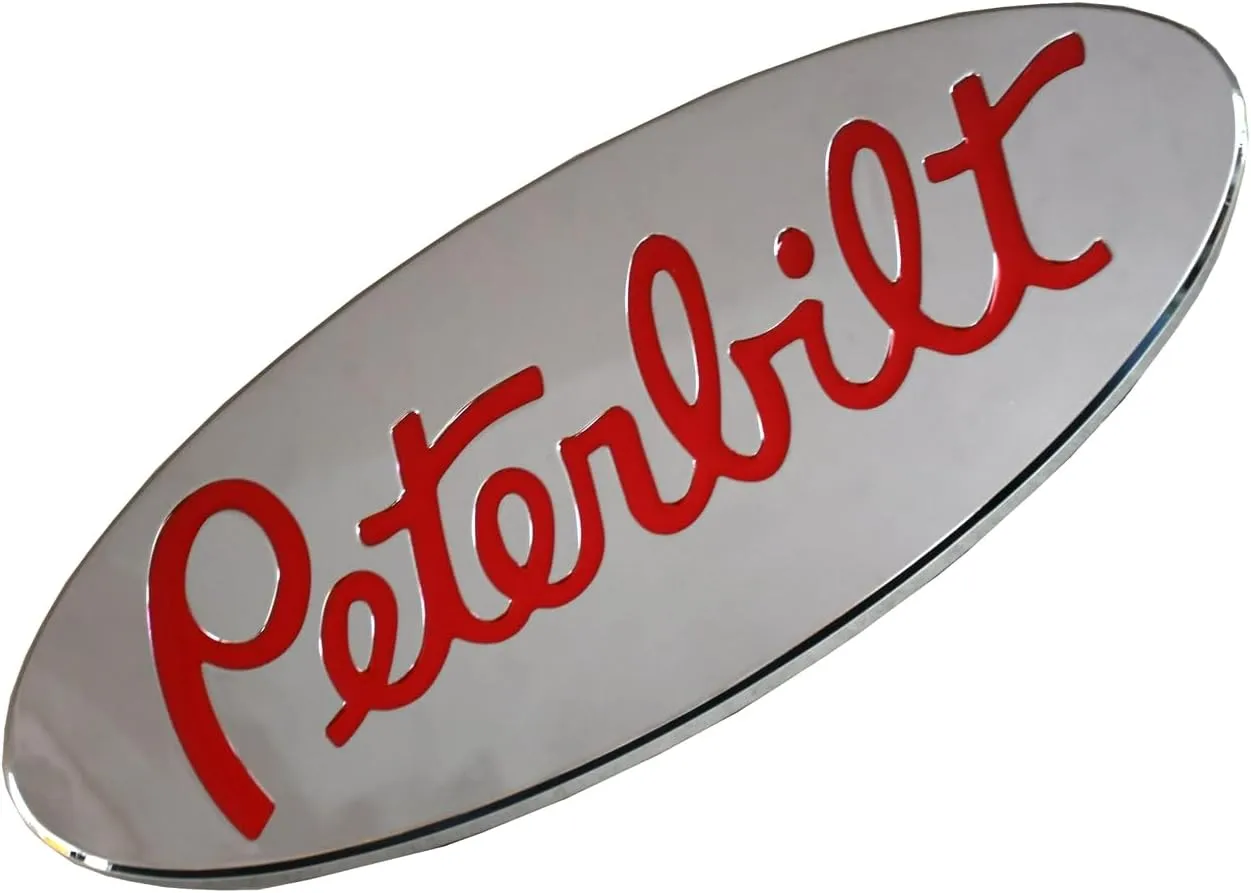 3pcs Name Emblem Plate Custom CNC 6061 Logo Grille Fender 3D Badge Replacement for Peterbilt (Chrome)