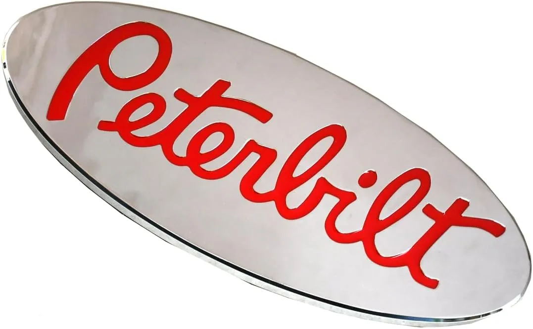 3pcs Name Emblem Plate Custom CNC 6061 Logo Grille Fender 3D Badge Replacement for Peterbilt (Chrome)