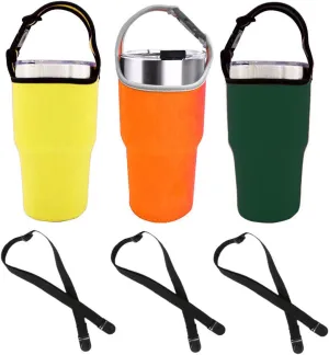 3PCS Tumbler 30oz Carrier Holder Pouch with Shoulder Strap, Fit for YETI, Rtic, Atlin, Ozark Trail, Rambler, Neoprene Sleeve with Carrying Handle- 3 Colors
