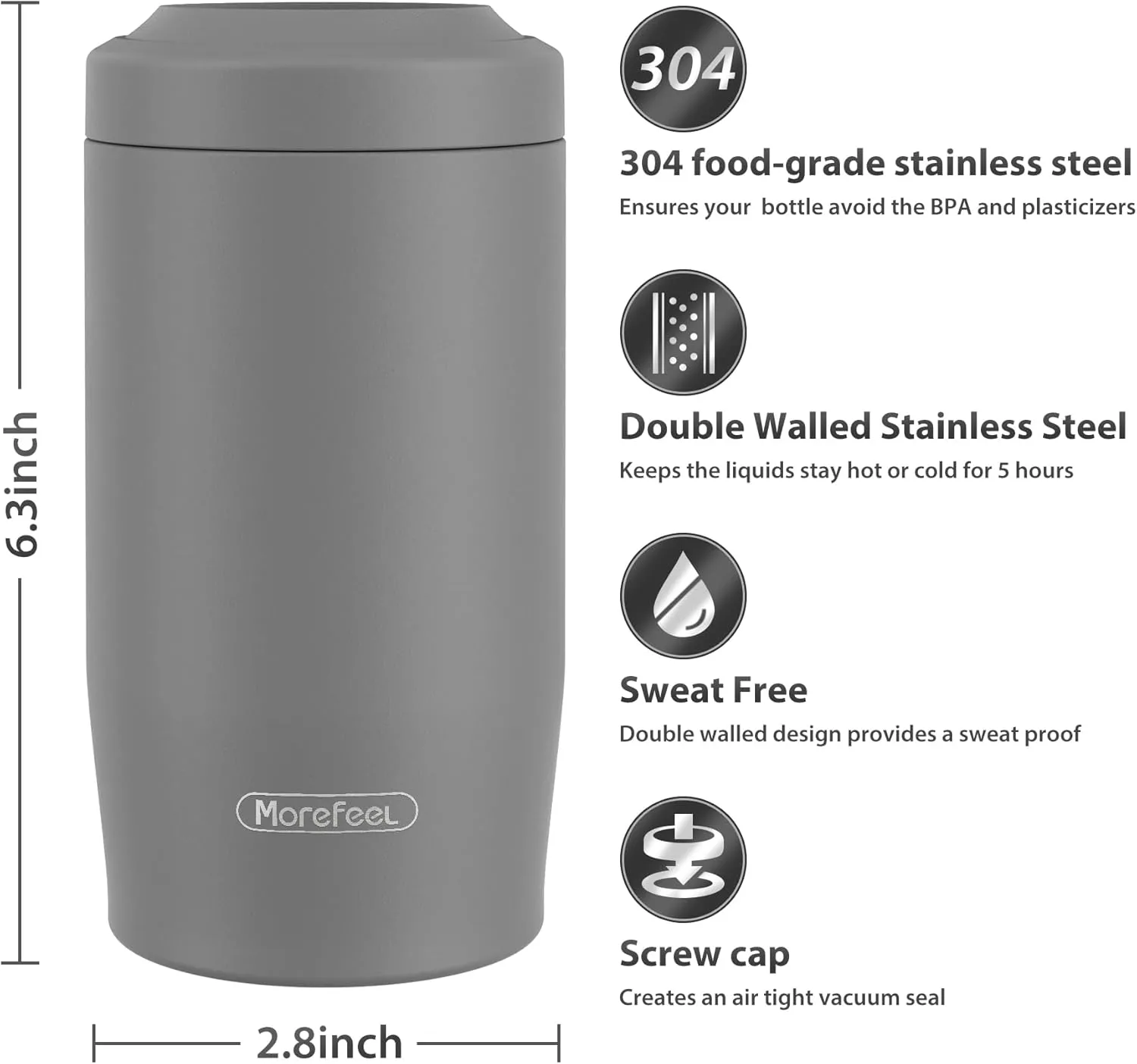 4-in-1 Skinny Can Cooler Double Wall Stainless Steel Insulated Can Holder,Can Coozie, Works With 12 Oz Slim Can,Standard Cans,Beer Bottles & As Pint Cups (Dark Gray)