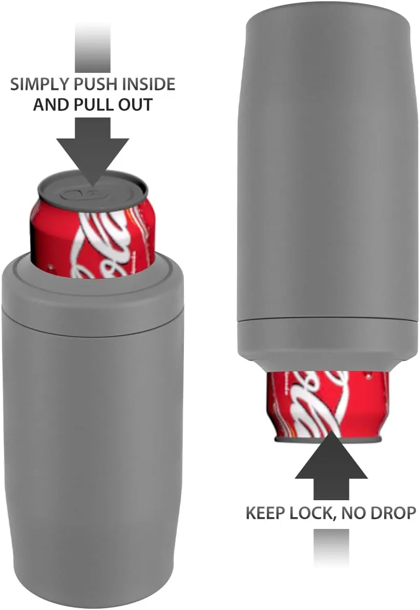 4-in-1 Skinny Can Cooler Double Wall Stainless Steel Insulated Can Holder,Can Coozie, Works With 12 Oz Slim Can,Standard Cans,Beer Bottles & As Pint Cups (Dark Gray)