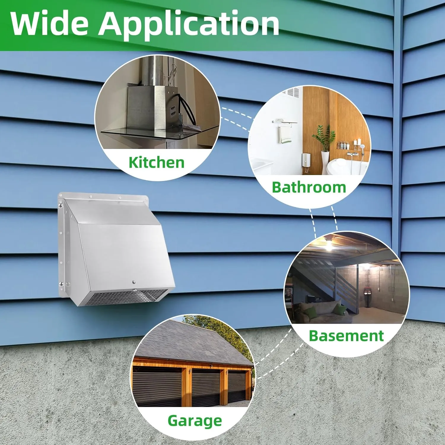 4 Inch Hooded Wall Vent with Screen and Damper,4" Dryer Vent Cover Outside w/Removable Mesh,Wall Mount External Extractor Wall Exhaust Vents Cap for House Outdoor Air Exhaust, Stainless Steel