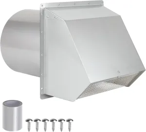 4 Inch Hooded Wall Vent with Screen and Damper,4" Dryer Vent Cover Outside w/Removable Mesh,Wall Mount External Extractor Wall Exhaust Vents Cap for House Outdoor Air Exhaust, Stainless Steel