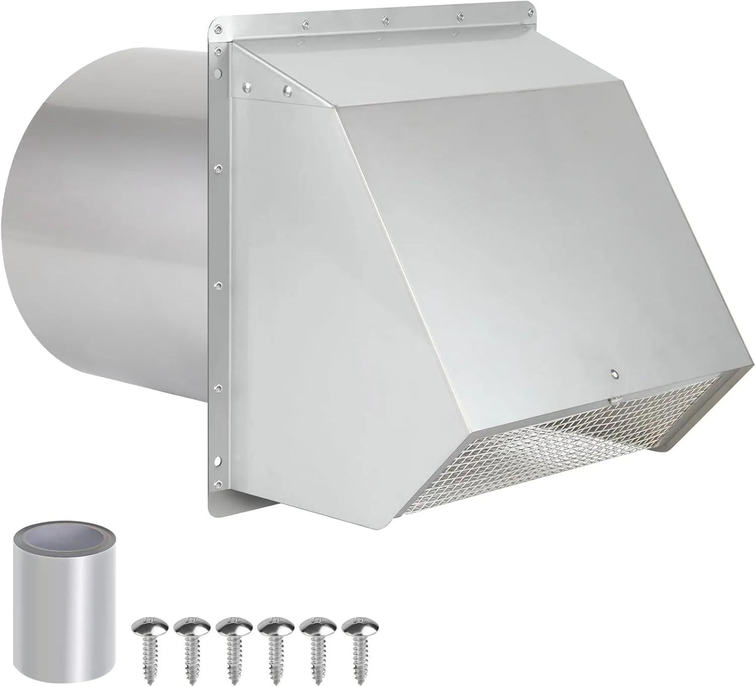 4 Inch Hooded Wall Vent with Screen and Damper,4" Dryer Vent Cover Outside w/Removable Mesh,Wall Mount External Extractor Wall Exhaust Vents Cap for House Outdoor Air Exhaust, Stainless Steel