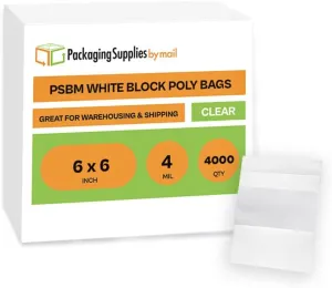 4 Mil Reclosable Bag with White Block 6" x 6" Quality Plastic Bags Durable Clear 4000 Pieces