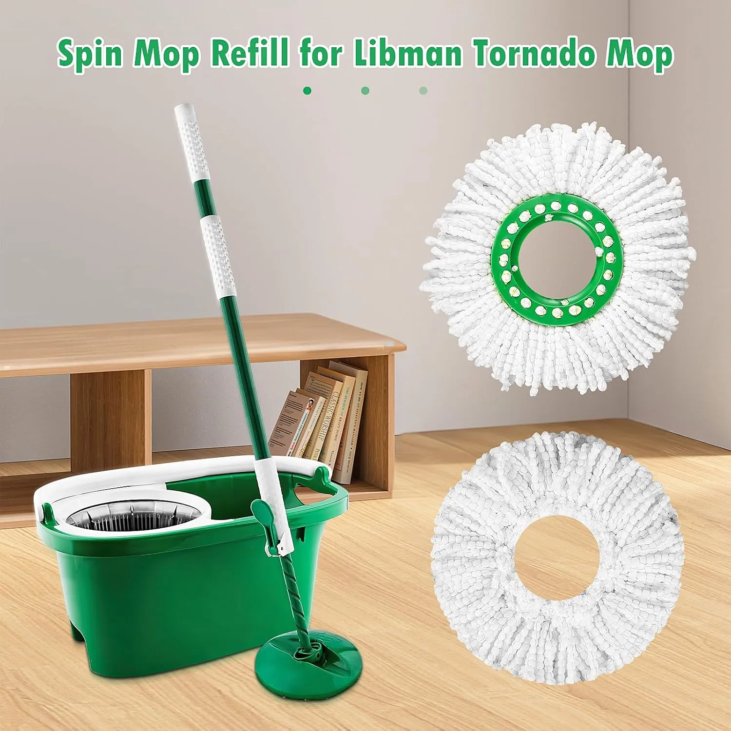 4 Pack Mop Head Replacement for Libman Tornado Spin Mop, Resuable Microfiber Mop Refill Head for Libman Tornado Spin Mop System, Easy to Replace, Machine Washable