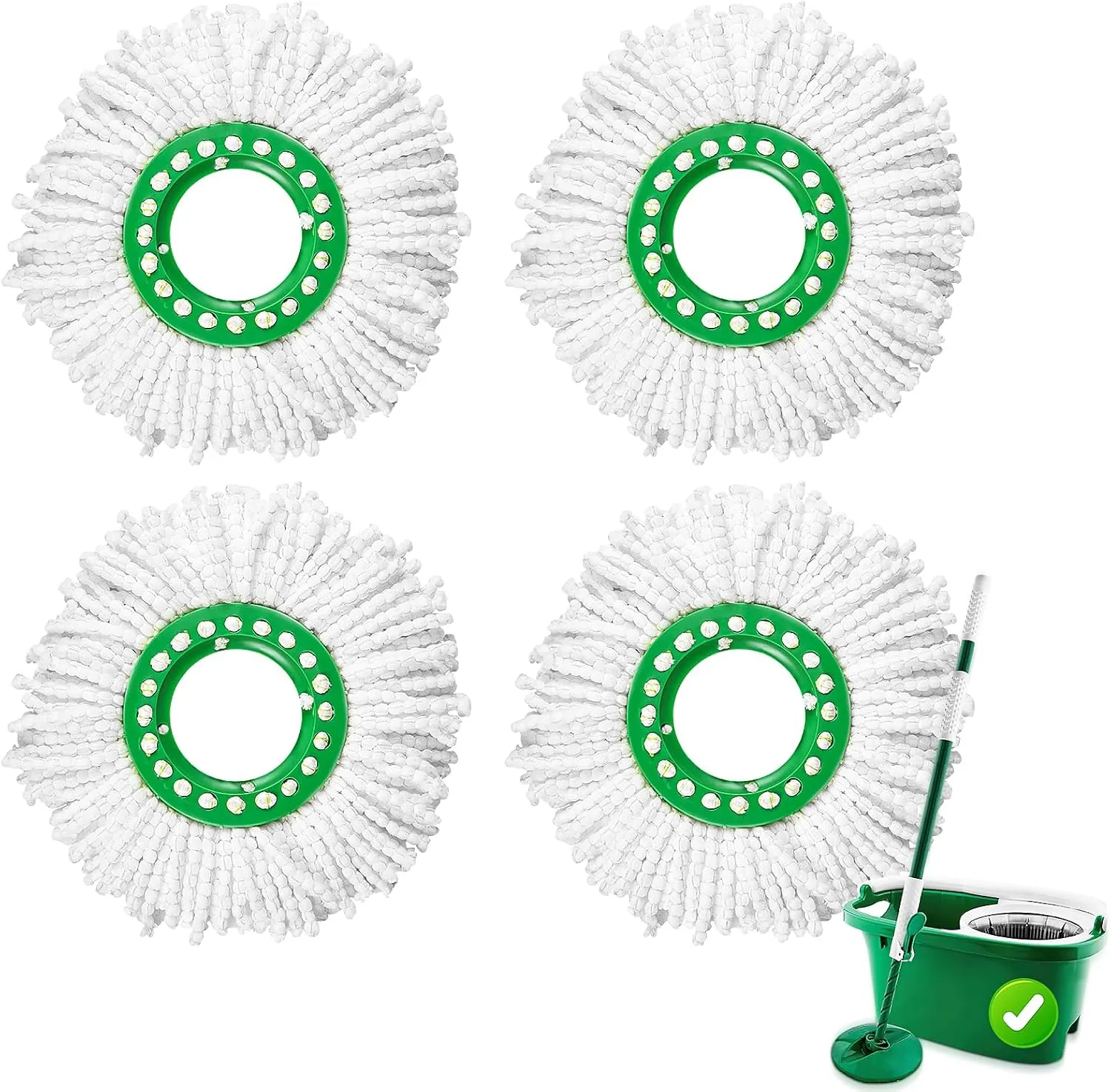 4 Pack Mop Head Replacement for Libman Tornado Spin Mop, Resuable Microfiber Mop Refill Head for Libman Tornado Spin Mop System, Easy to Replace, Machine Washable