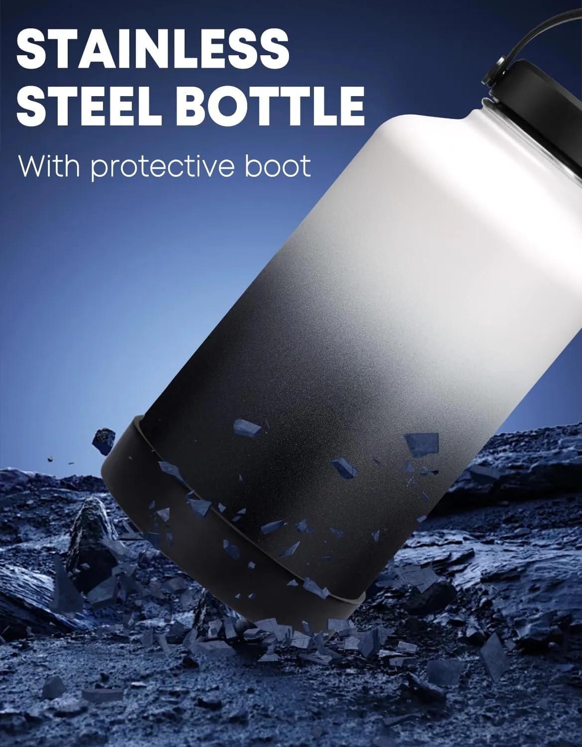 40 OZ Stainless Steel Water Bottle - with Straw, Leak Proof & BPA-Free, 40oz Insulated Water Bottles Thermal Flask Jug with Paracord Handle & Straw Spout Lids, Cold for 48 Hrs