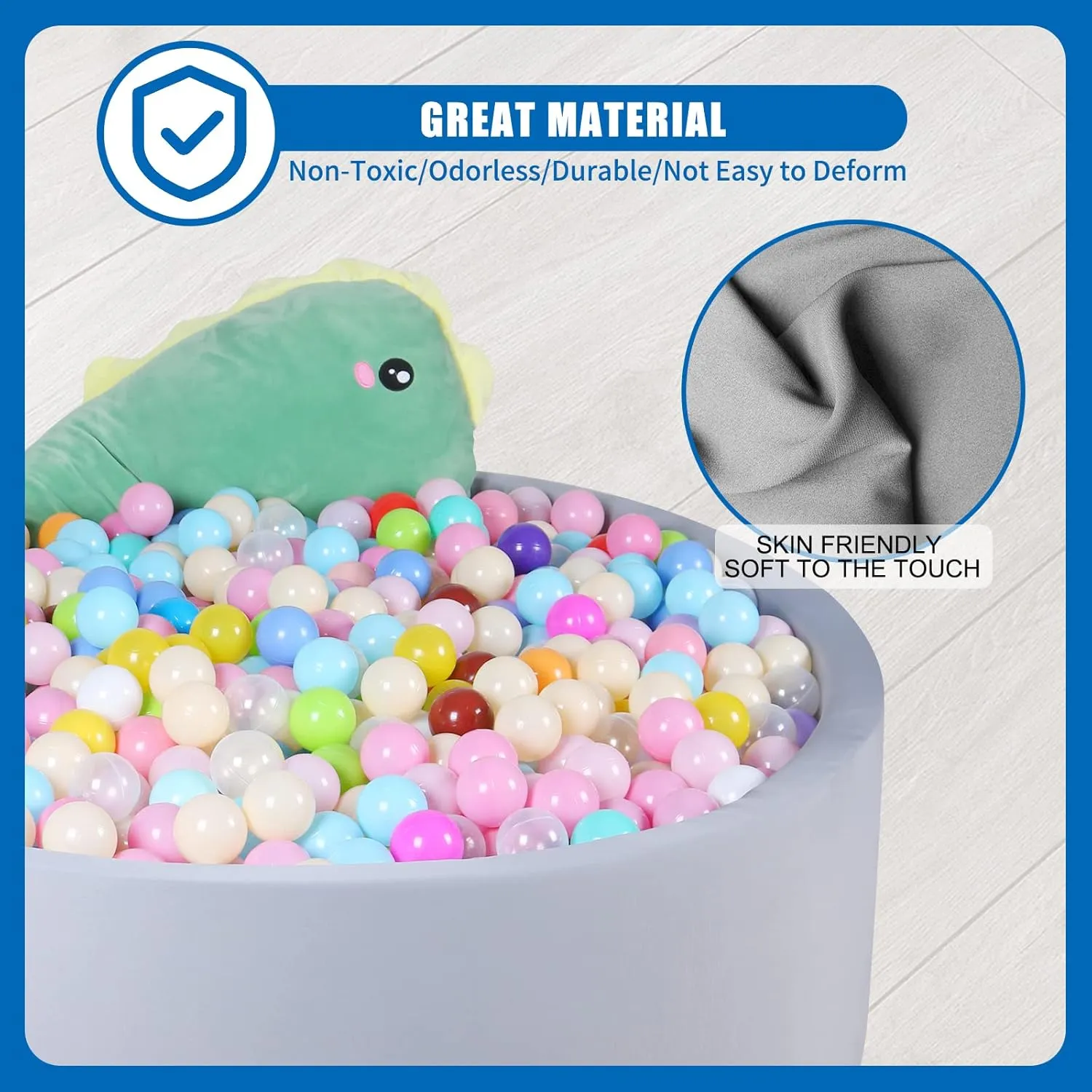 48 Inch Foam Ball Pit for Children Toddlers,Baby Soft Round Ball Pool, Ideal Gift for Babies Infants Indoor and Outdoor Game -(Balls NOT Included) Light Grey