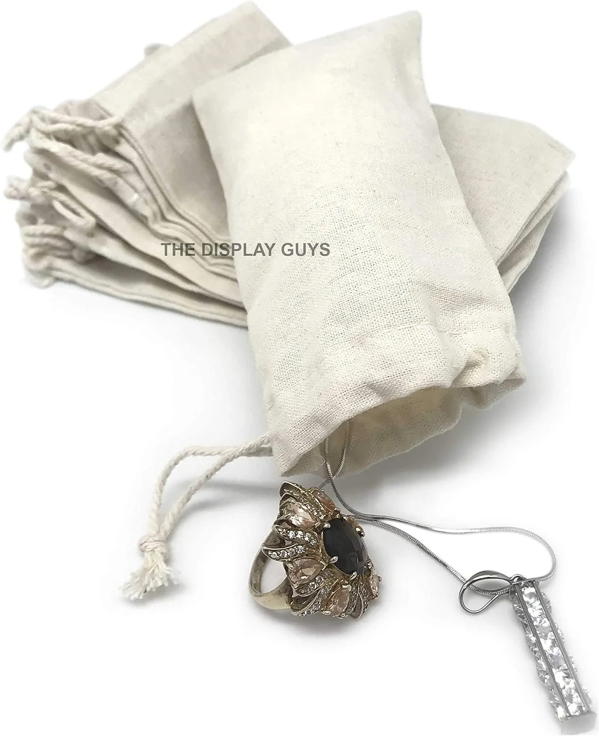 48-Pack Reusable 3x5 Cotton Canvas Muslin Bags w. Drawstring - Multi-Purpose - Gifts, Party Favors, Spices