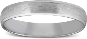 4mm Beveled & Brushed Wedding Band 14K White Gold
