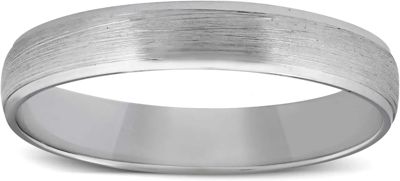 4mm Beveled & Brushed Wedding Band 14K White Gold