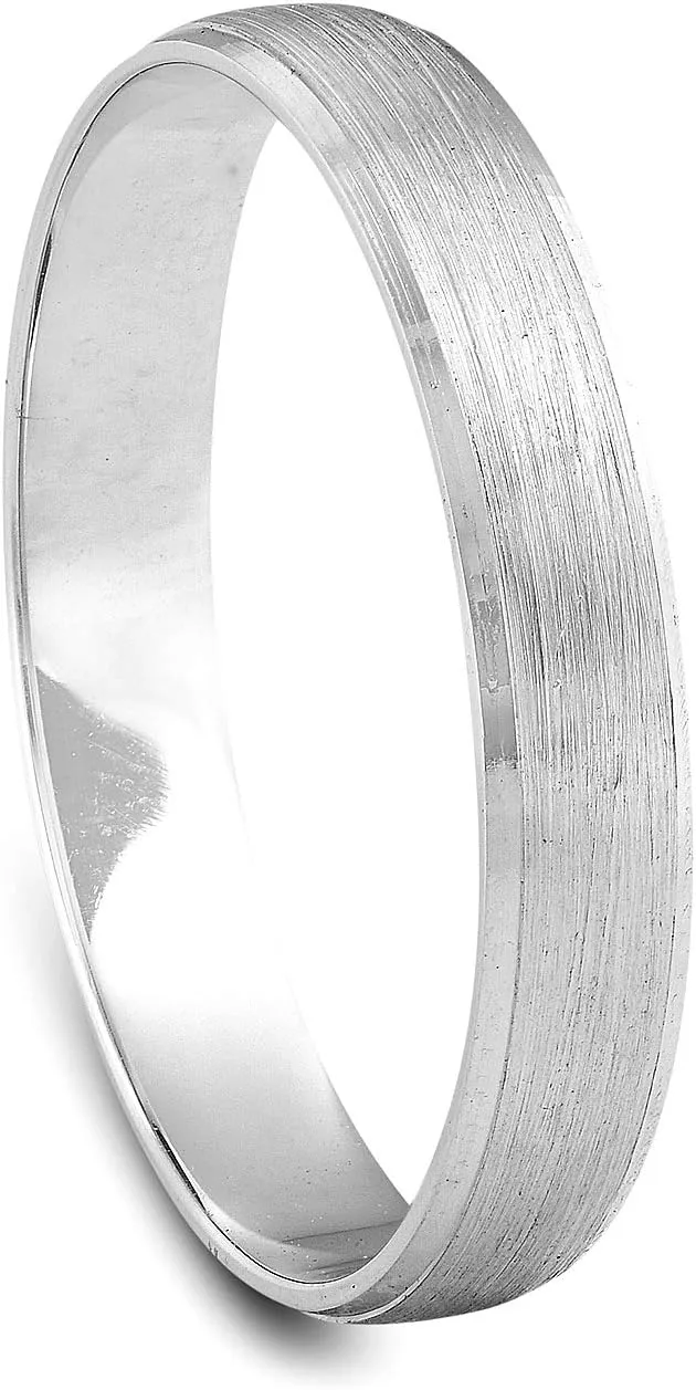 4mm Beveled & Brushed Wedding Band 14K White Gold
