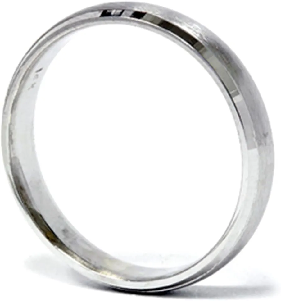 4mm Beveled & Brushed Wedding Band 14K White Gold