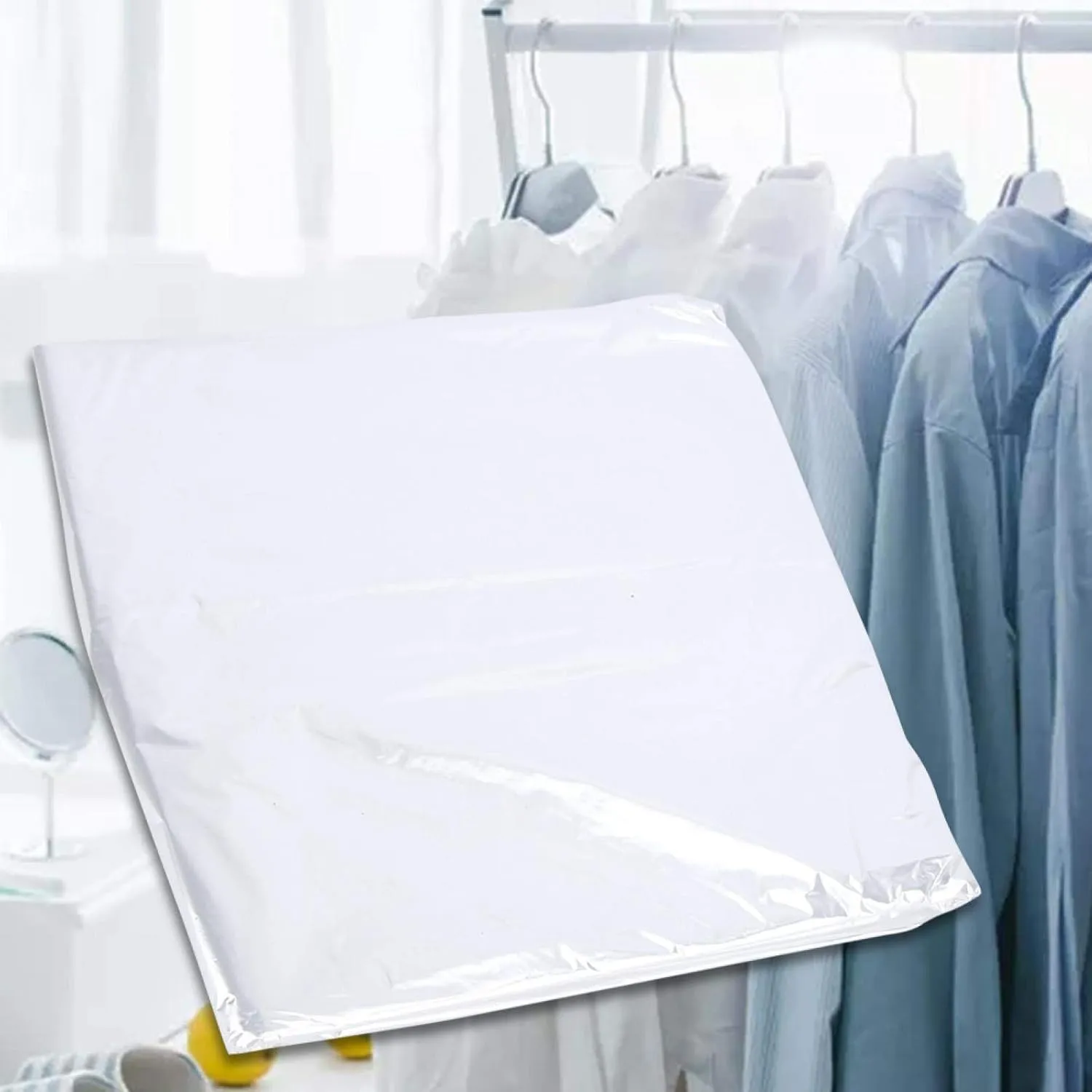 50 Pack Garment Bags, Plastic Dry Cleaning Laundrette Bag, Transparent Dustproof Garment Bags Suit Dress Jacket Cover for Closet Clothes Storage(60 * 100cm)