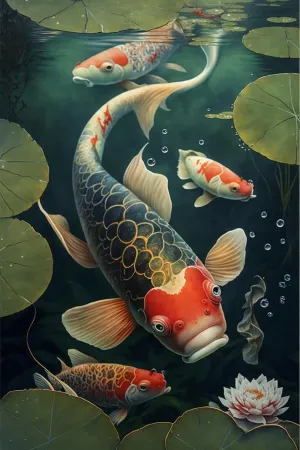 5OO Piece Jigsaw Puzzle Adults,Wooden Puzzles,Lotus Koi Fish Puzzle-Adult Stress Relief Educational -Fun Family Game-Wall Art-Colorful Puzzles for Home Decoration