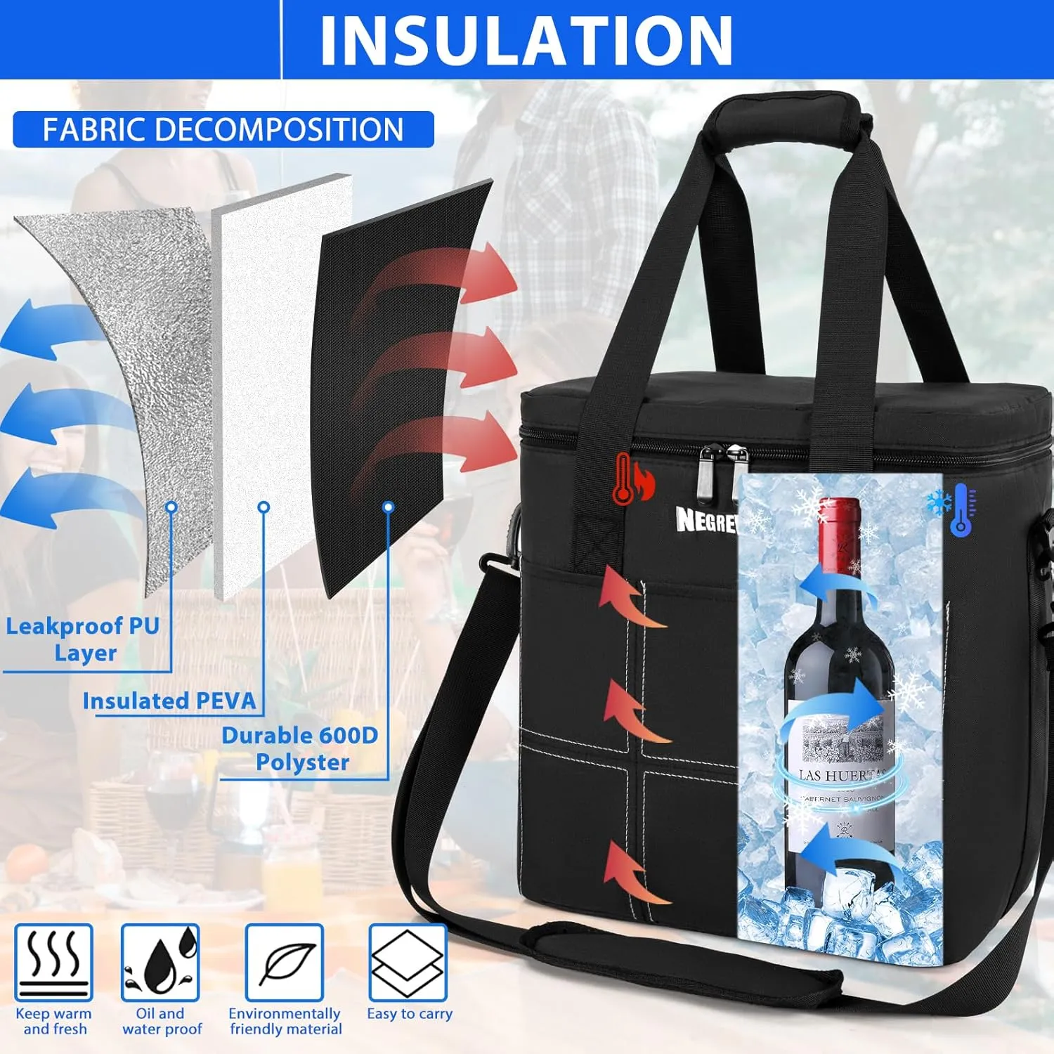 6 Bottle Wine Tote Bag Carrier Case,Wine Cooler Bag with Insulated Padded,Portable Leakproof Wine Bags for Travel,Wine Bag with Adjustable Shoulder Strap & Handle,Wine Gift Bag for Party,Wedding