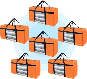 6 Pack Moving Bags Heavy Duty Extra Large, Moving Supplies&Boxes with Reinforced Zippers and Handles, College Clear Packing Bags for Moving Clothes, Storage Bags Moving Totes Camping Essentials