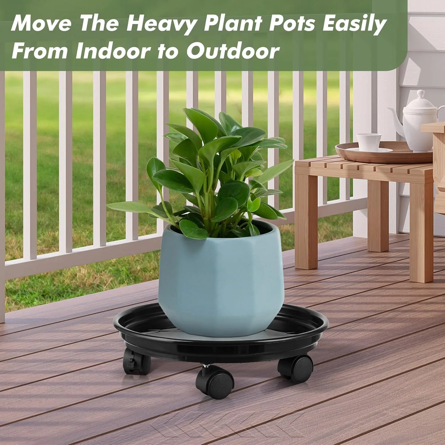 6 Packs Plant Caddy with Wheels 11.8" Plastic Rolling Plant Dolly Coasters Heavy-duty Wheeled Planter Mover Rollers Indoor Outdoor Wheeled Flower Pot Base Suacers with Casters, Black