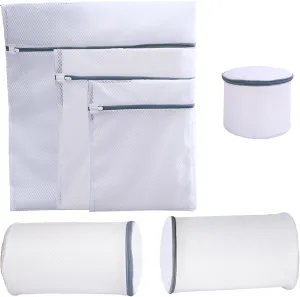 6-Piece Durable Laundry Mesh Bag Set. Suitable for Thick and Thin Clothes, Available in Large, Medium and Small Sizes. Includes Bra Bags and 2 Extra-Thick net Bags Specially Designed for Shoe Washing